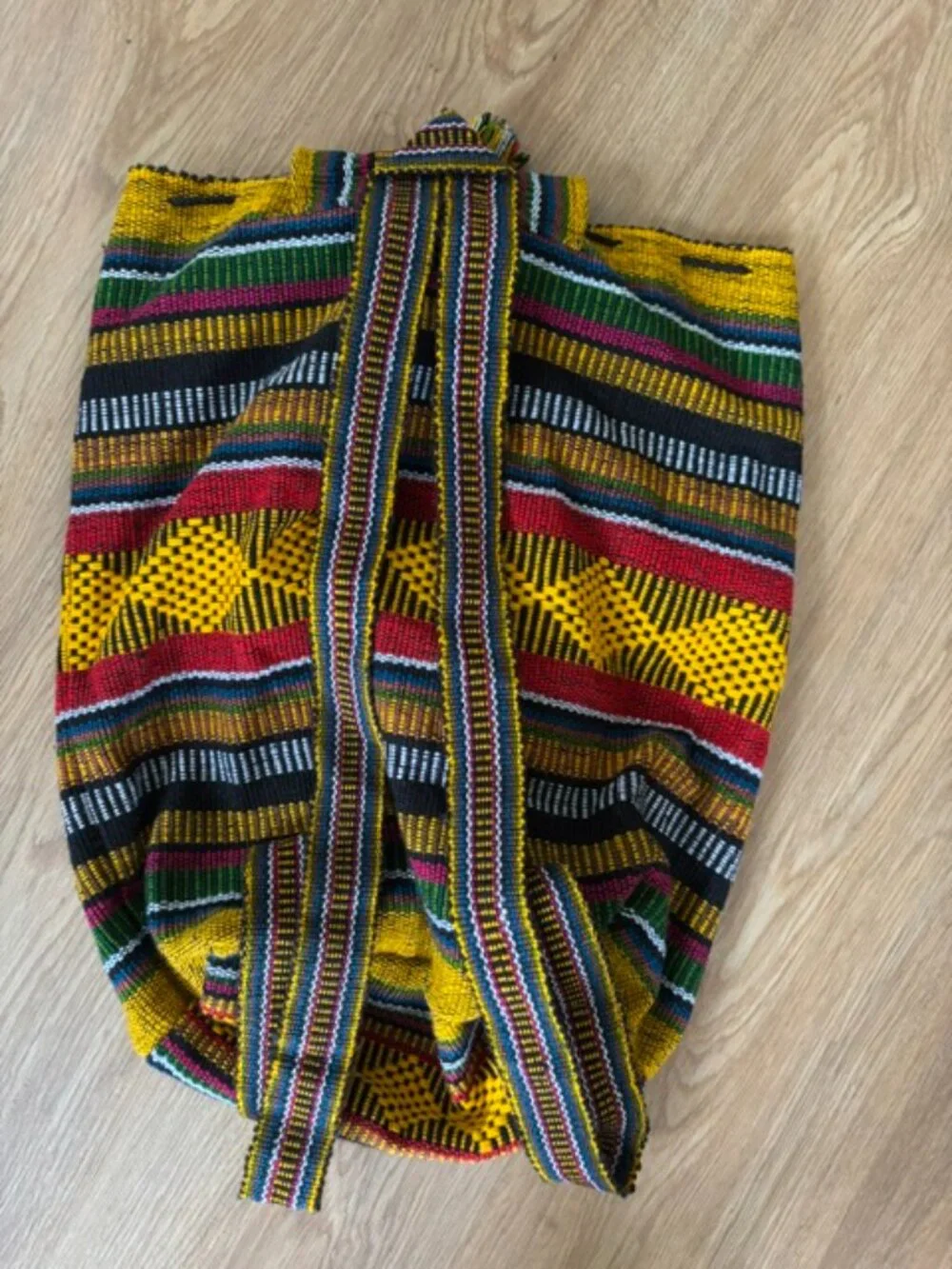 Lillo Multicolor Artesanias Mexican Woven Unisex Hippie Baja Backpack EUC